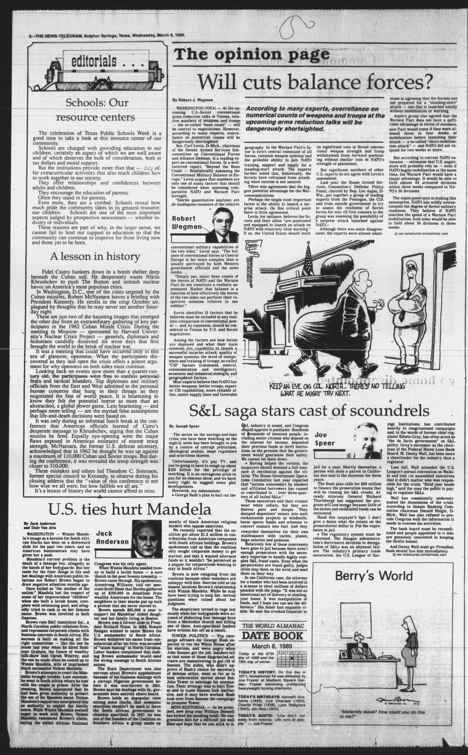 Sulphur Springs News-Telegram (Sulphur Springs, Tex.), Vol. 111, No. 57, Ed. 1 Wednesday, March 8, 1989
                                                
                                                    [Sequence #]: 2 of 24
                                                