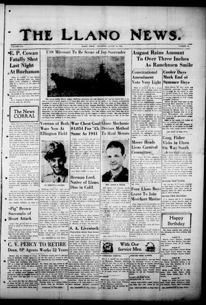 The Llano News. (Llano, Tex.), Vol. 57, No. 38, Ed. 1 Thursday, August 30, 1945