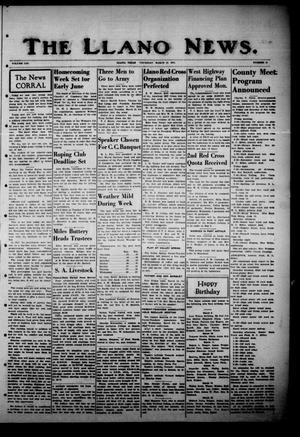 Primary view of object titled 'The Llano News. (Llano, Tex.), Vol. 53, No. 17, Ed. 1 Thursday, March 13, 1941'.