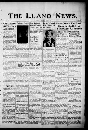 Primary view of object titled 'The Llano News. (Llano, Tex.), Vol. 55, No. 22, Ed. 1 Thursday, April 8, 1943'.