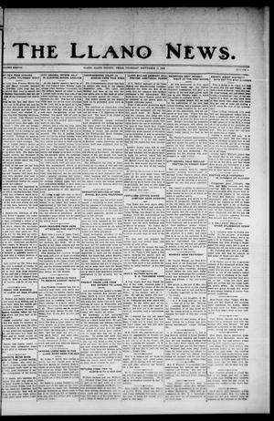 Primary view of object titled 'The Llano News. (Llano, Tex.), Vol. 38, No. 4, Ed. 1 Thursday, September 17, 1925'.