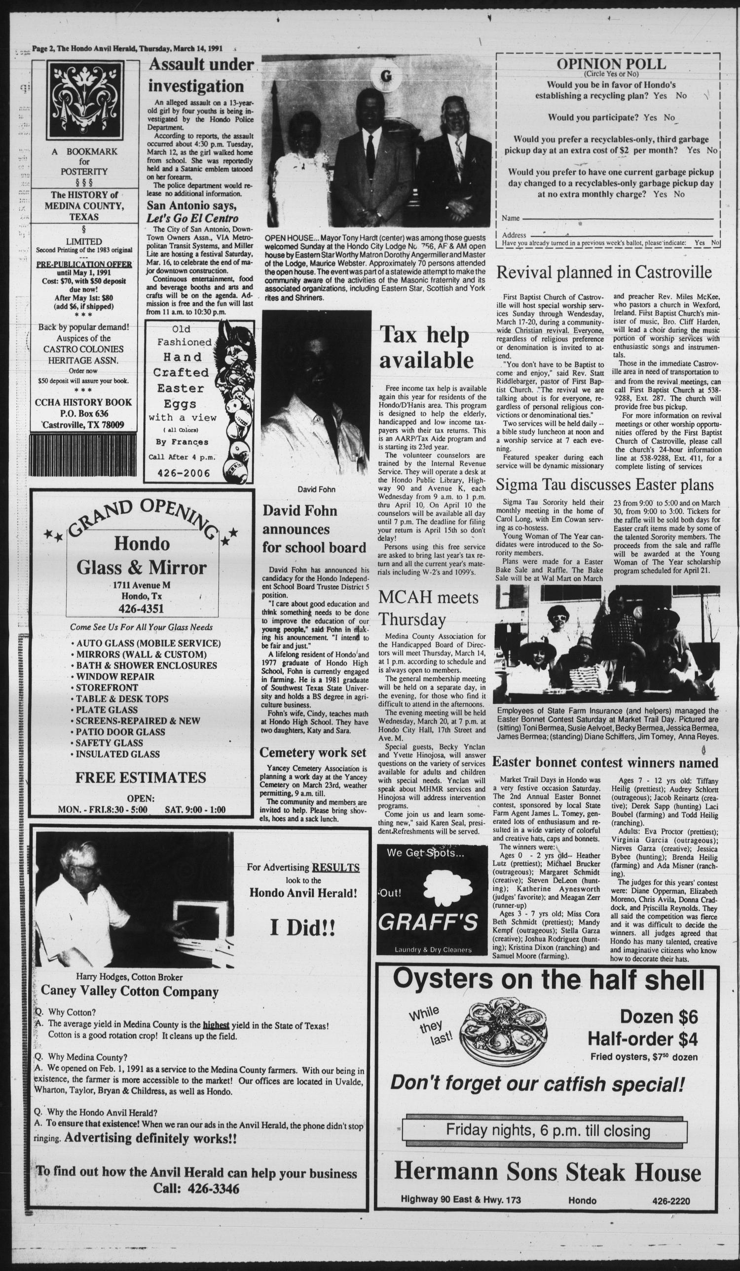 Hondo Anvil Herald (Hondo, Tex.), Vol. 105, No. 11, Ed. 1 Thursday, March 14, 1991
                                                
                                                    [Sequence #]: 2 of 28
                                                