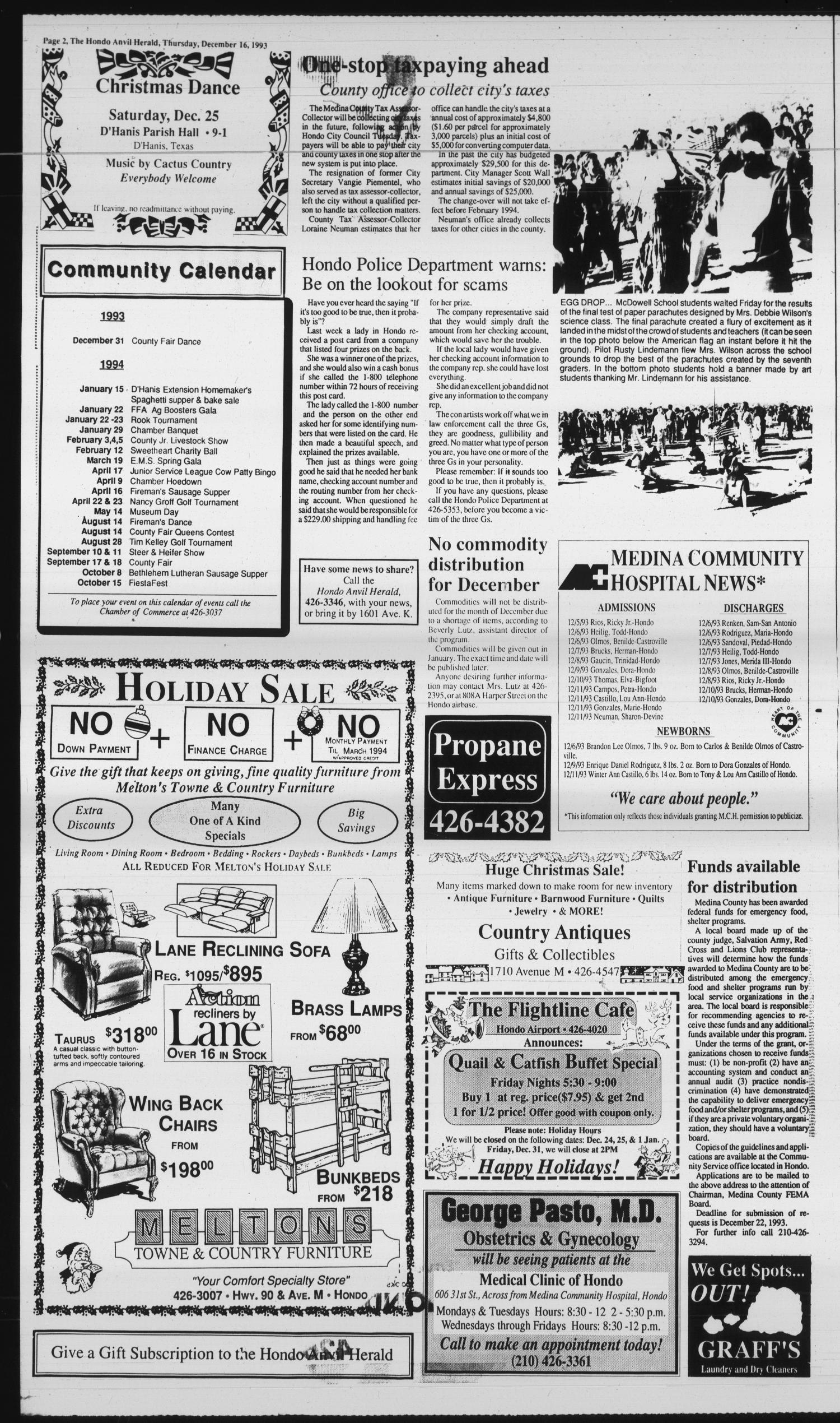 Hondo Anvil Herald (Hondo, Tex.), Vol. 107, No. 50, Ed. 1 Thursday, December 16, 1993
                                                
                                                    [Sequence #]: 2 of 24
                                                