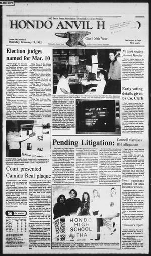 Hondo Anvil Herald (Hondo, Tex.), Vol. 106, No. 7, Ed. 1 Thursday, February 13, 1992