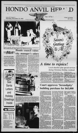 Primary view of Hondo Anvil Herald (Hondo, Tex.), Vol. 107, No. 51, Ed. 1 Thursday, December 23, 1993