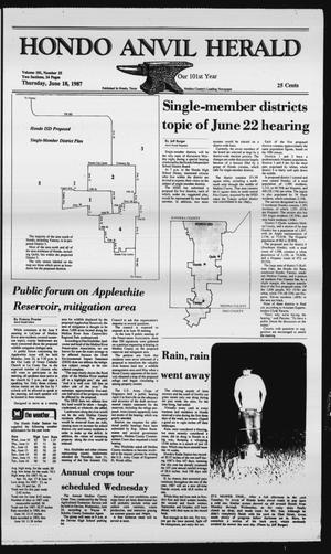Primary view of object titled 'Hondo Anvil Herald (Hondo, Tex.), Vol. 101, No. 25, Ed. 1 Thursday, June 18, 1987'.