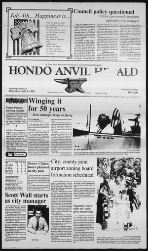 Primary view of Hondo Anvil Herald (Hondo, Tex.), Vol. 107, No. 26, Ed. 1 Thursday, July 1, 1993
