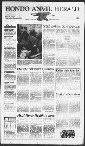 Primary view of Hondo Anvil Herald (Hondo, Tex.), Vol. 114, No. 11, Ed. 1 Thursday, March 16, 2000