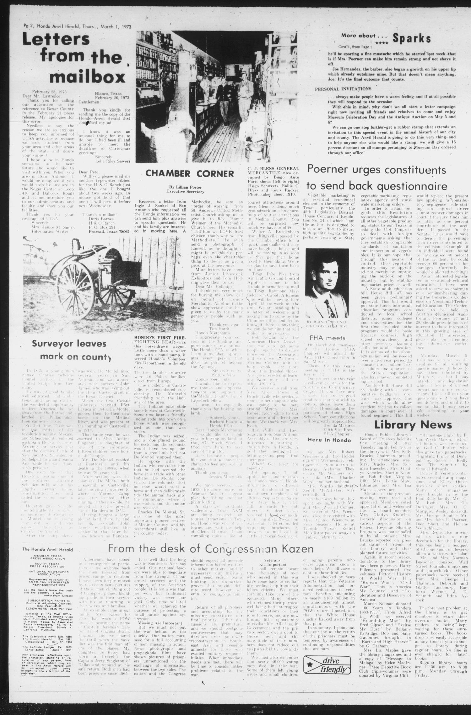 Hondo Anvil Herald (Hondo, Tex.), Vol. 85, No. 9, Ed. 1 Thursday, March 1, 1973
                                                
                                                    [Sequence #]: 2 of 40
                                                