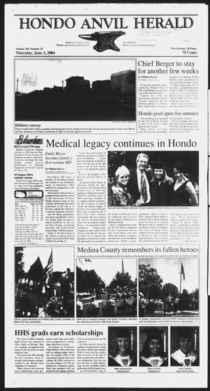 Primary view of object titled 'Hondo Anvil Herald (Hondo, Tex.), Vol. 118, No. 23, Ed. 1 Thursday, June 3, 2004'.