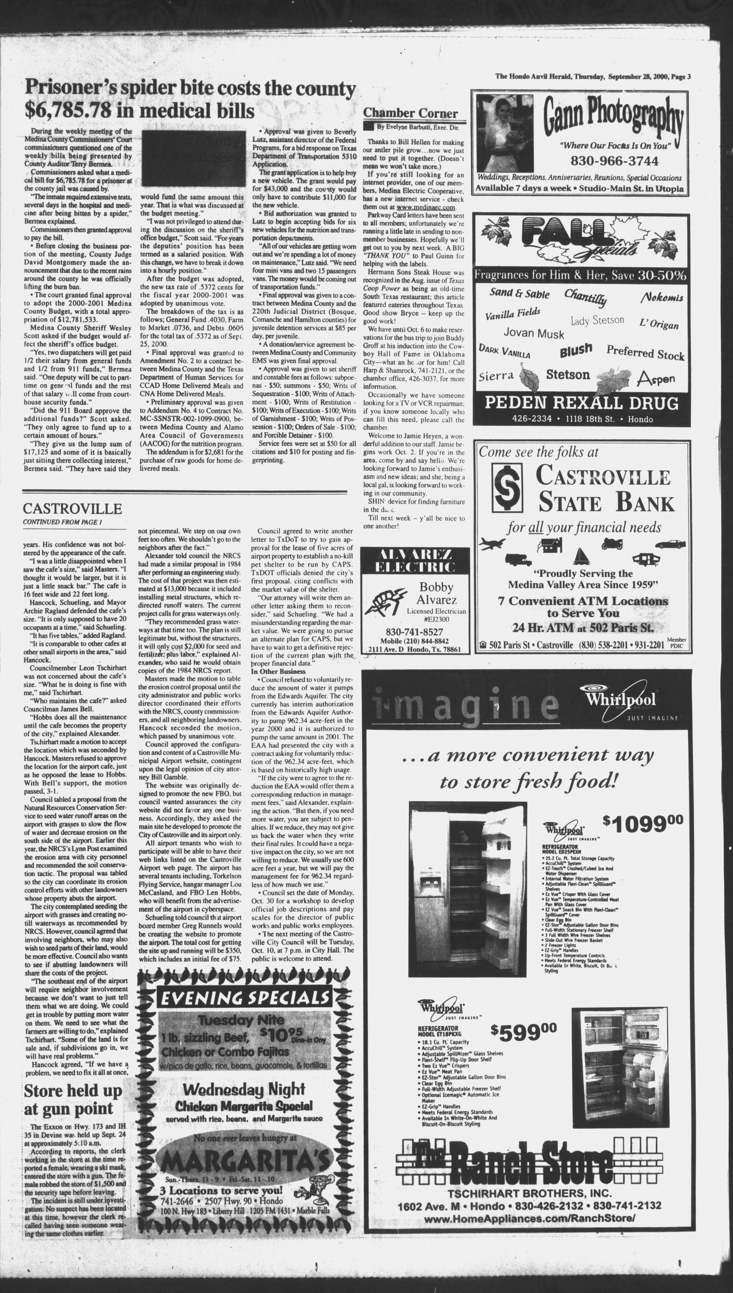 Hondo Anvil Herald (Hondo, Tex.), Vol. 128, No. 38, Ed. 1 Thursday, September 28, 2000
                                                
                                                    [Sequence #]: 3 of 100
                                                