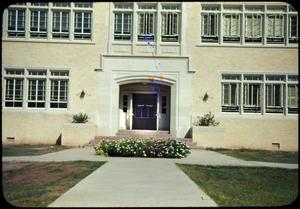 Primary view of object titled '[Langner Memorial Hall Entrance]'.