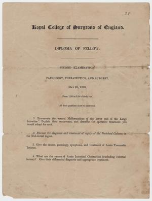 Primary view of object titled '[Diploma of Fellow Examination for Royal College of Surgeons of England]'.