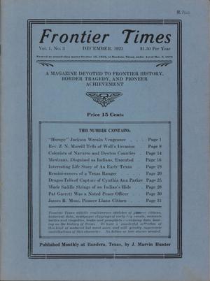 Primary view of object titled 'Frontier Times, Volume 1, Number 3, December 1923'.