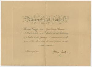 Primary view of object titled '[University of London Certificate]'.