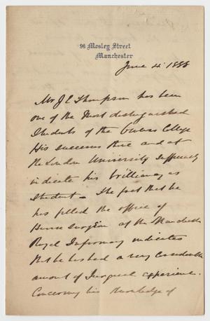Primary view of object titled '[Testimonial for James E. Thompson]'.