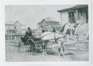 Primary view of object titled '[Photograph of Man in Wagon]'.