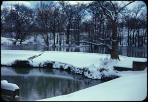 [Snow Covering Dam at Max Starcke Park]