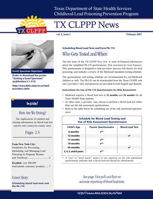 Primary view of object titled 'TX CLPPP News, Volume 5, Number 1, February 2007'.