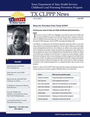 TX CLPPP News, Volume 4, Number 1, Fall 2005