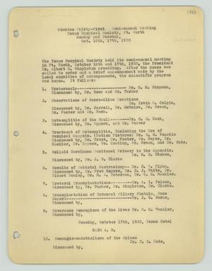 Primary view of object titled '[Texas Surgical Society Minutes: October 16, 1933 #2]'.