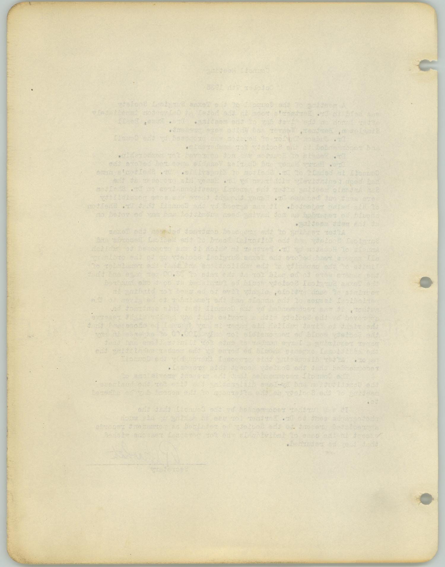 [Texas Surgical Society Minutes: October 7, 1935]
                                                
                                                    [Sequence #]: 10 of 10
                                                