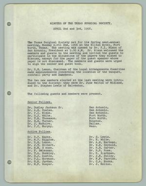 Primary view of object titled '[Texas Surgical Society Minutes: April 2, 1956]'.