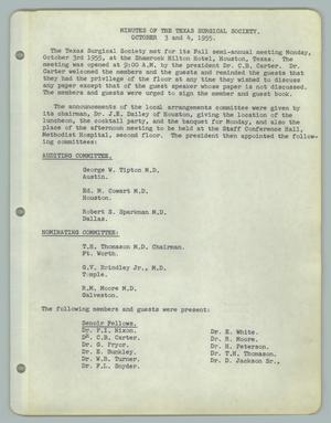 Primary view of object titled '[Texas Surgical Society Minutes: October 3, 1955]'.