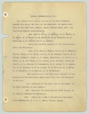 Primary view of object titled '[Texas Surgical Society Minutes: October 13, 1919]'.