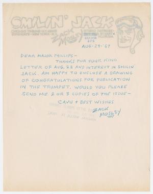 Primary view of object titled '[Letter from Zack Mosley to Major Phillips, August 29, 1967]'.