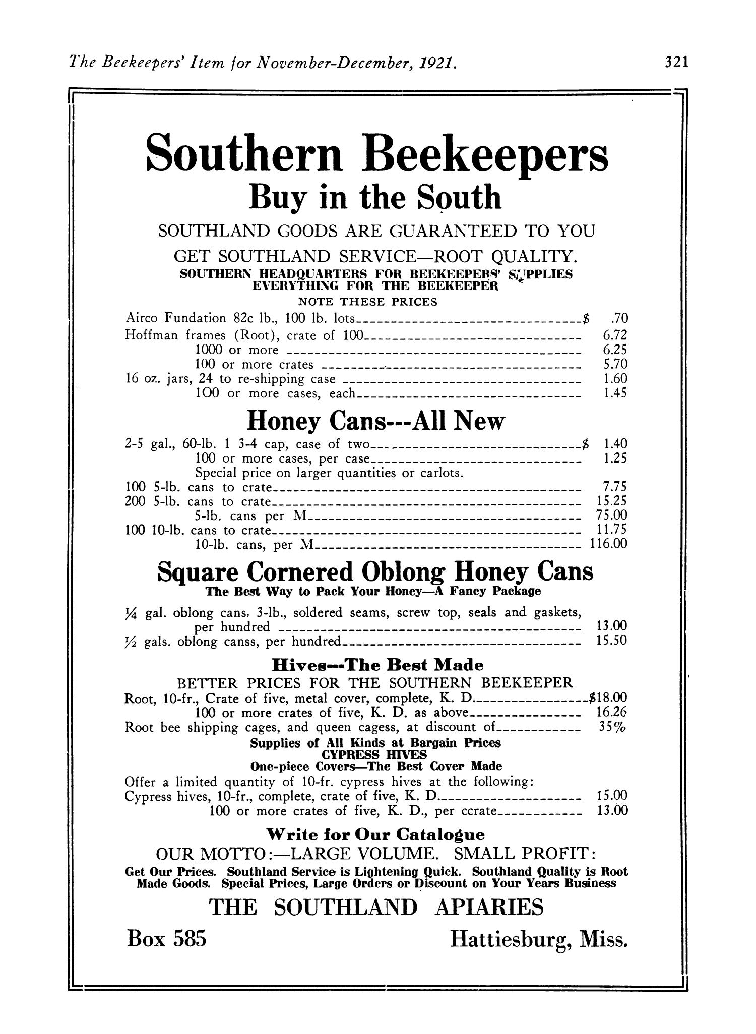 The Beekeeper's Item, Volume 5, Number 11-12, November-December 1921
                                                
                                                    321
                                                