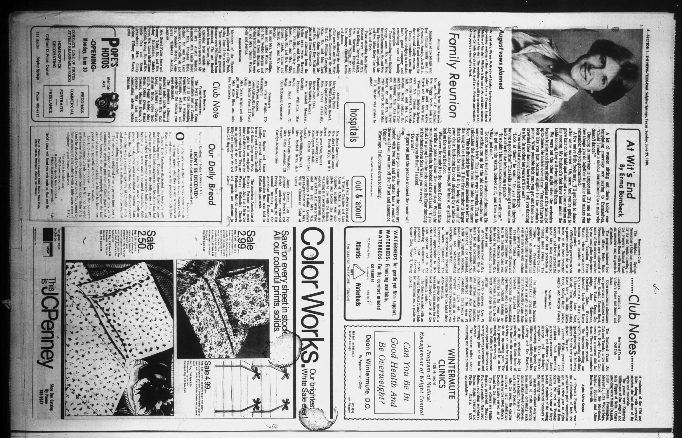 Sulphur Springs News-Telegram (Sulphur Springs, Tex.), Vol. 102, No. 154, Ed. 1 Sunday, June 29, 1980
                                                
                                                    [Sequence #]: 4 of 30
                                                