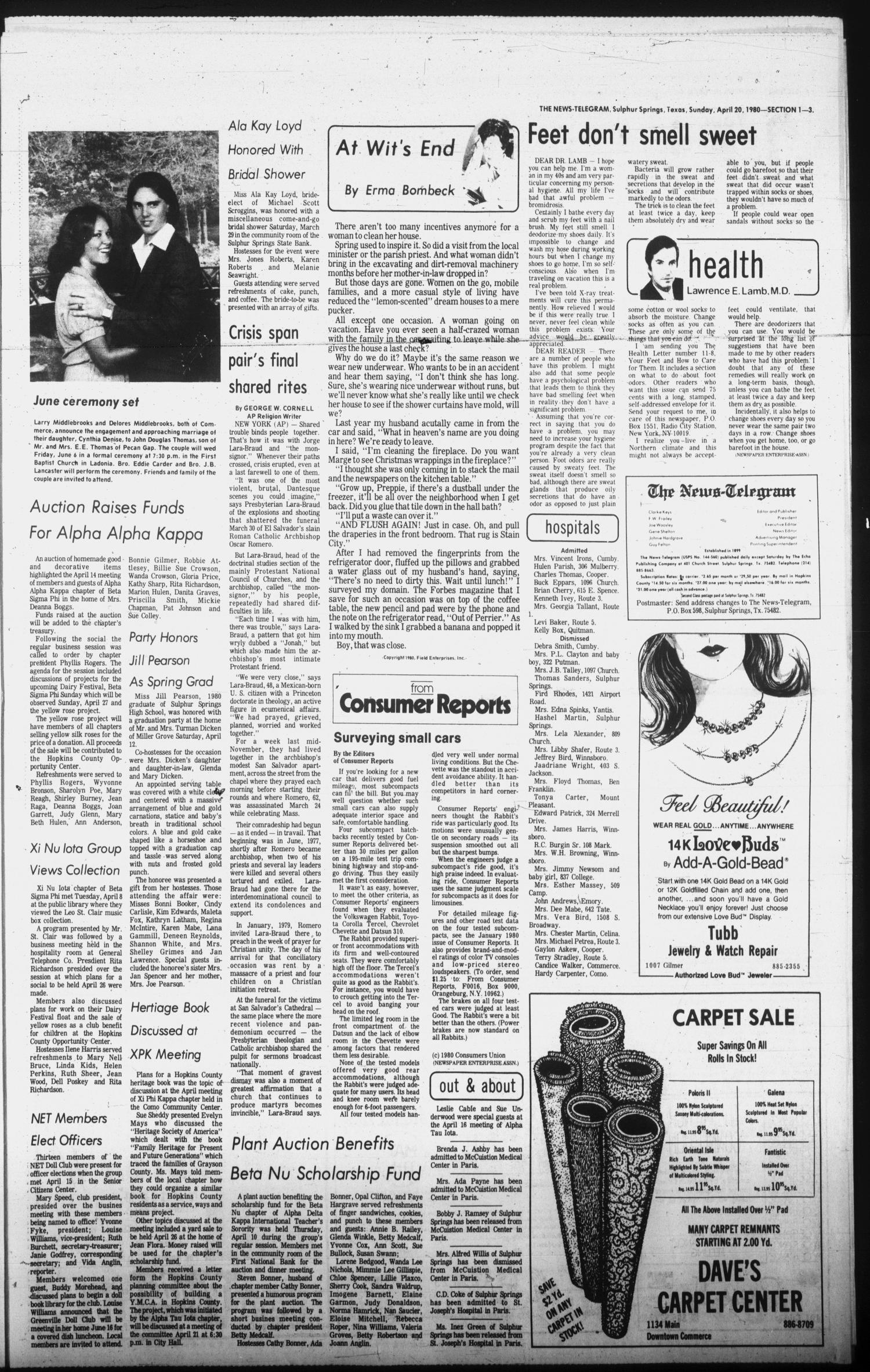 Sulphur Springs News-Telegram (Sulphur Springs, Tex.), Vol. 102, No. 94, Ed. 1 Sunday, April 20, 1980
                                                
                                                    [Sequence #]: 3 of 34
                                                