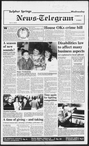 Sulphur Springs News-Telegram (Sulphur Springs, Tex.), Vol. 113, No. 281, Ed. 1 Wednesday, November 27, 1991