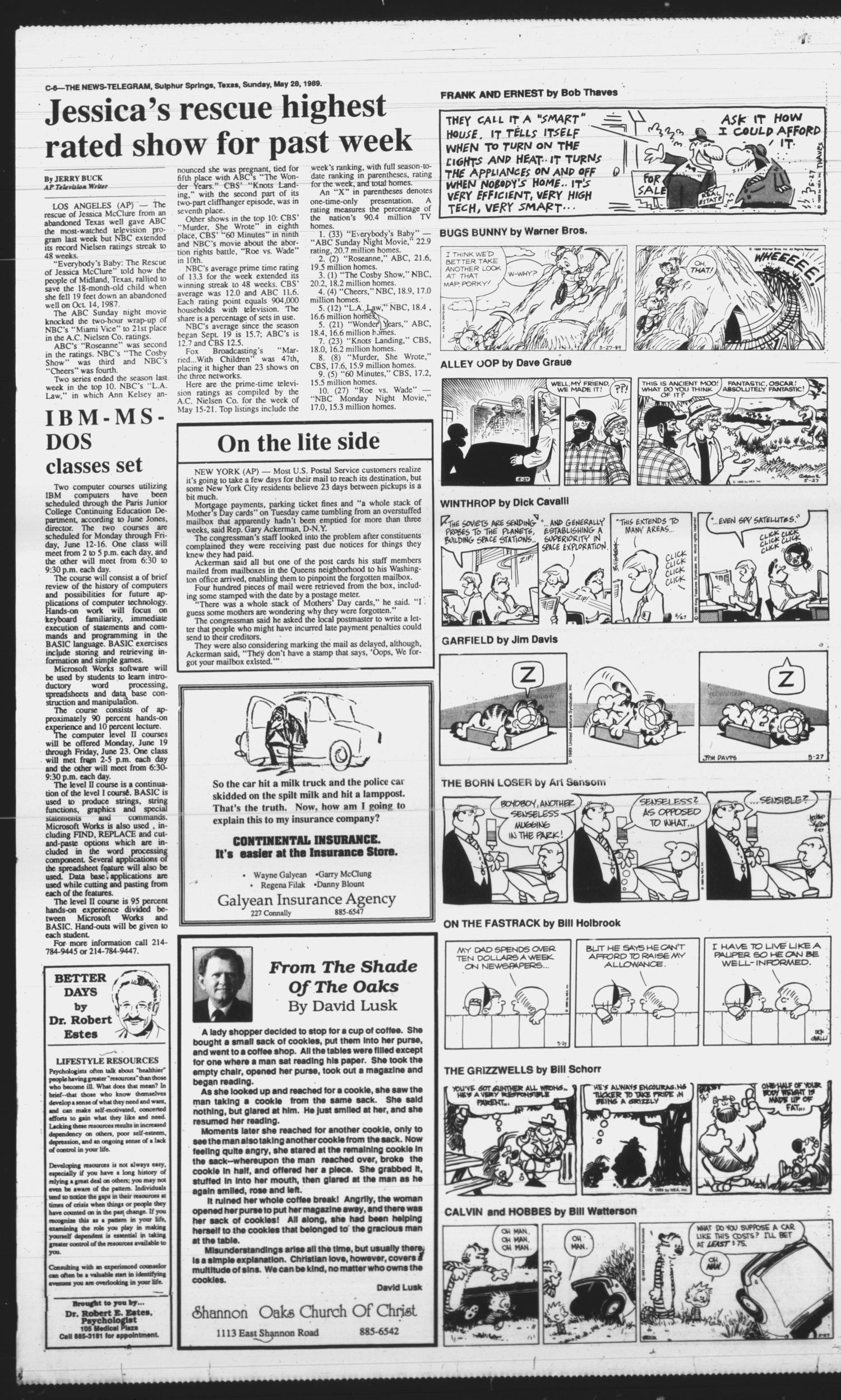Sulphur Springs News-Telegram (Sulphur Springs, Tex.), Vol. 111, No. 126, Ed. 1 Sunday, May 28, 1989
                                                
                                                    [Sequence #]: 24 of 58
                                                