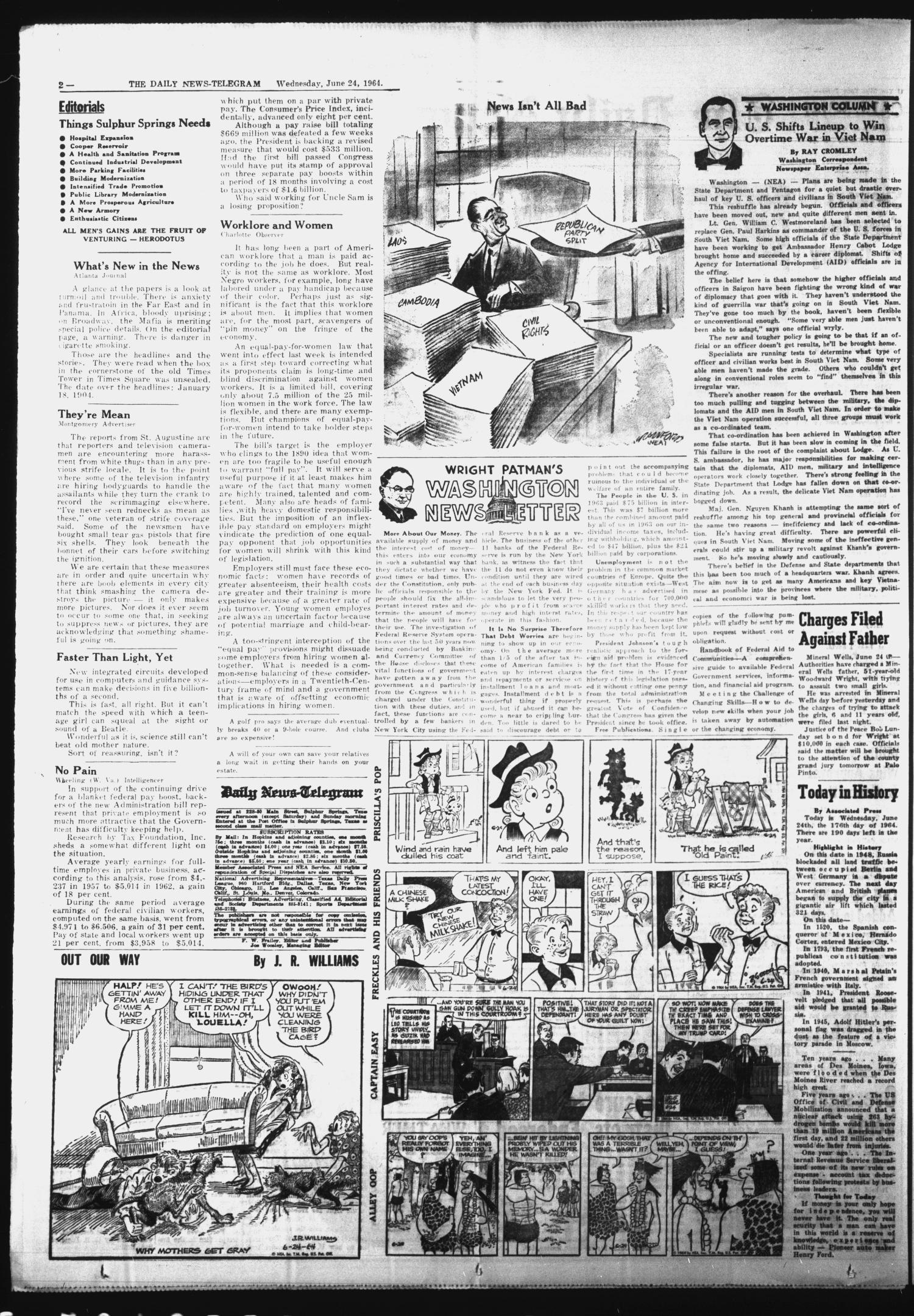 The Daily News-Telegram (Sulphur Springs, Tex.), Vol. 86, No. 148, Ed. 1 Wednesday, June 24, 1964
                                                
                                                    [Sequence #]: 2 of 8
                                                