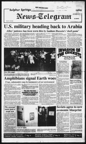Primary view of object titled 'Sulphur Springs News-Telegram (Sulphur Springs, Tex.), Vol. 113, No. 221, Ed. 1 Wednesday, September 18, 1991'.