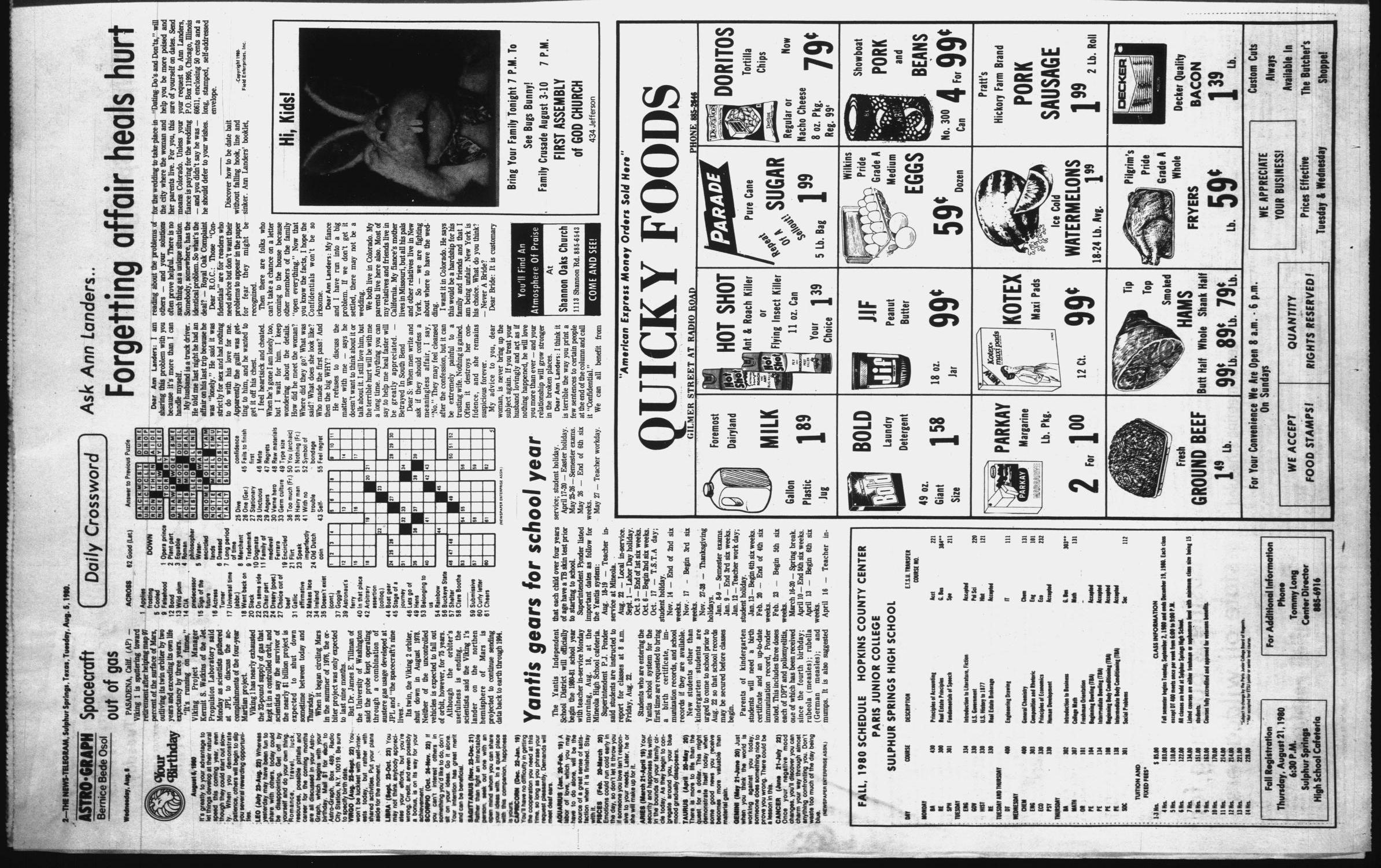 Sulphur Springs News-Telegram (Sulphur Springs, Tex.), Vol. 102, No. 185, Ed. 1 Tuesday, August 5, 1980
                                                
                                                    [Sequence #]: 2 of 10
                                                