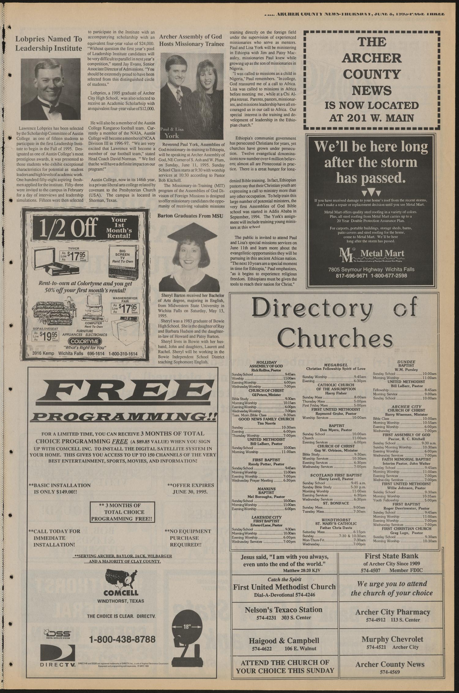 Archer County News (Archer City, Tex.), No. 23, Ed. 1 Thursday, June 8, 1995
                                                
                                                    [Sequence #]: 3 of 8
                                                