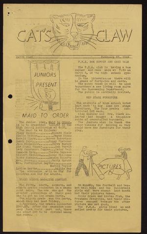 Cat's Claw (Archer City, Tex.), Vol. 6, No. 10, Ed. 1 Friday, February 27, 1948