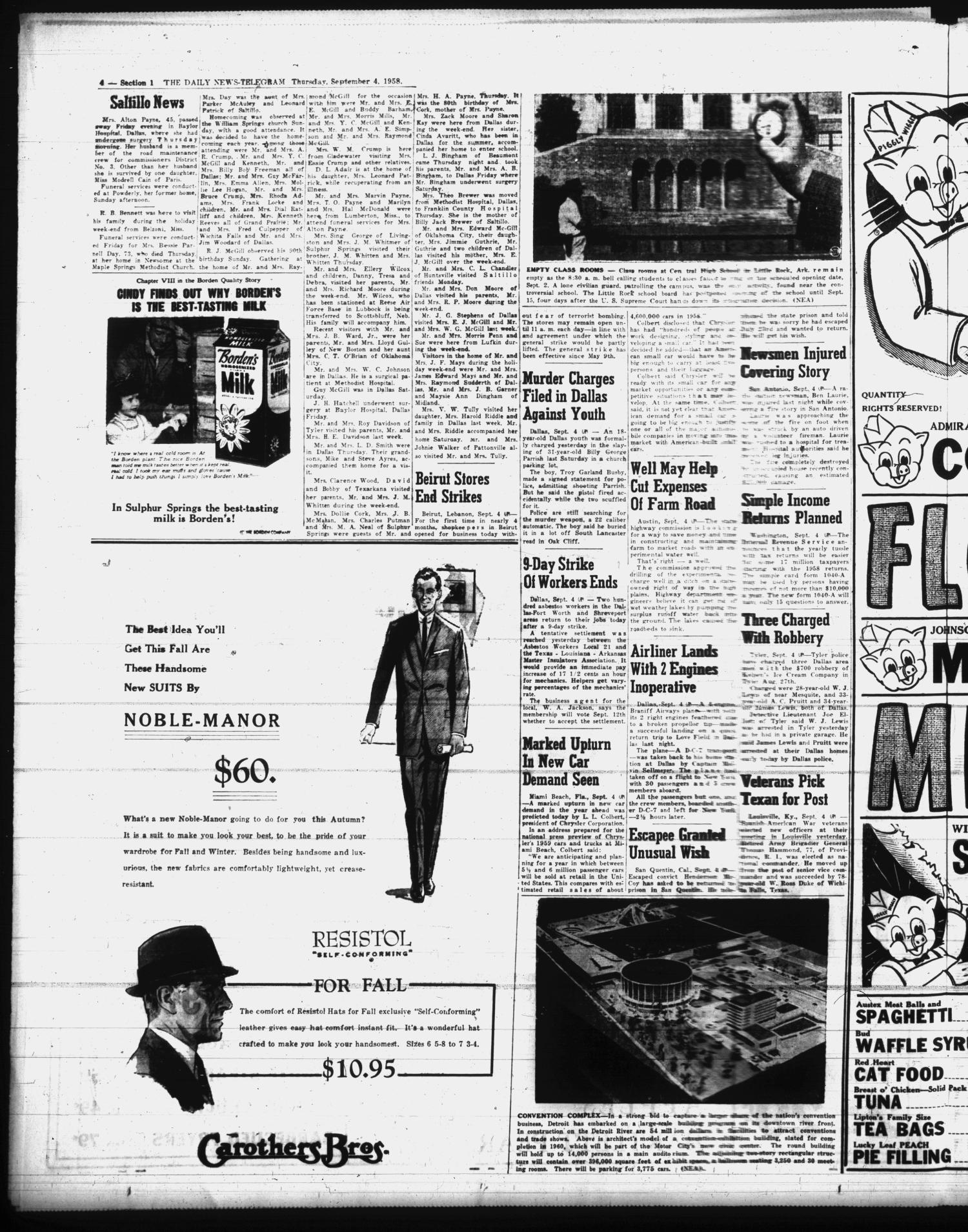 The Daily News-Telegram (Sulphur Springs, Tex.), Vol. 80, No. 218, Ed. 1 Thursday, September 4, 1958
                                                
                                                    [Sequence #]: 4 of 16
                                                