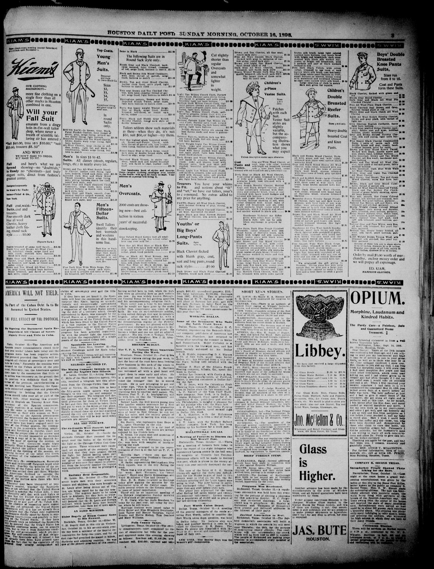 The Houston Daily Post (Houston, Tex.), Vol. XIVth Year, No. 197, Ed. 1, Sunday, October 16, 1898
                                                
                                                    [Sequence #]: 3 of 24
                                                