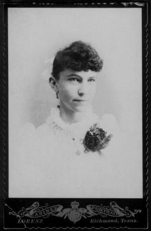 [Jennie Jones (Wessendorff) wearing a white dress and a floral corsage]