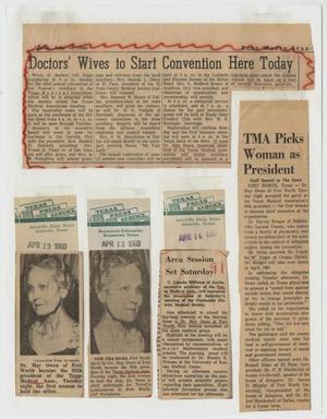 [Newspaper clippings about Dr. May Owen, and the Texas Medical Association Woman's Auxiliary]