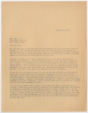 Primary view of object titled '[Letter from Harriet Cunningham to Dr. May Owen, November 2, 1959]'.