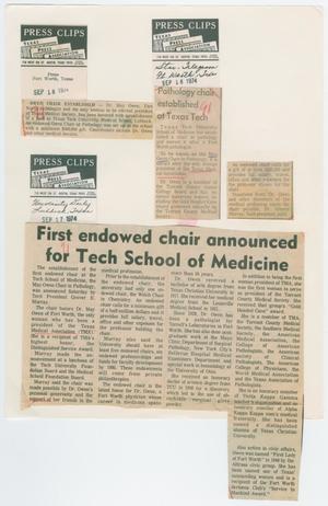 [Newspaper clippings about the Dr. Owen chair for Texas Tech School of Medicine]