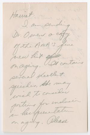 [Letter from Mr. C. Lincoln Williston to Harriet Cunningham]
