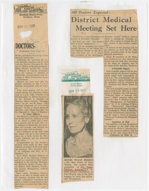 Primary view of object titled '[Newspaper Clipping: District Medical Meeting Set Here]'.