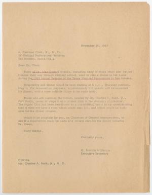 Primary view of object titled '[Letter from Mr. C. Lincoln Williston to Dr. A. Fletcher Clark, Jr., November 19, 1968]'.