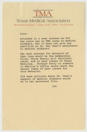 [Letter from Mr. Jon R. Hornaday to Mr. C. Lincoln Williston]